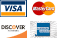 Visa, Mastercard, Discover and American Express accepted